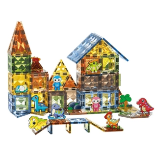 Детски магнитен конструктор Dino atack с къща и 116 части | SONNE989 - 1