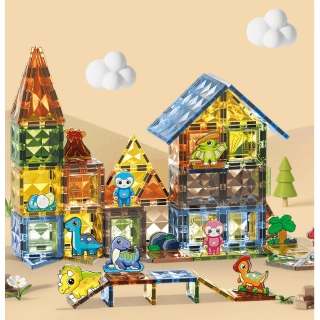 Детски магнитен конструктор Dino atack с къща и 116 части | SONNE989 - 2