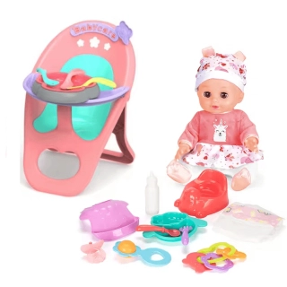 Детска кукла бебе Ava със стол за хранене и аксесоари | SONNE1007 - 1