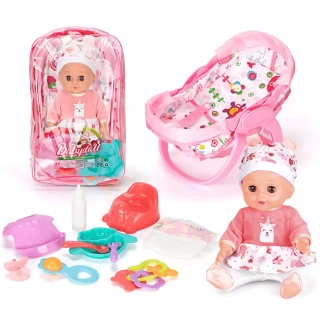 Кукла бебе Sarika със стол и аксесоари за игра | SONNE1008 - 1