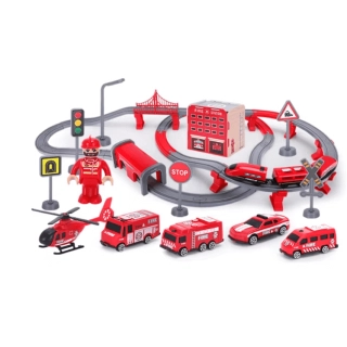 Детски голям пожарникарски влак Fire mix с колички 92 части | SONNE1034 - 3