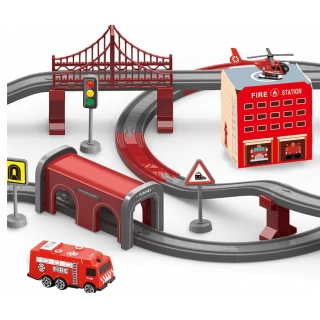 Детски голям пожарникарски влак Fire mix с колички 92 части | SONNE1034 - 6