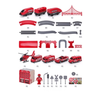 Детски голям пожарникарски влак Fire mix с колички 92 части | SONNE1034 - 8