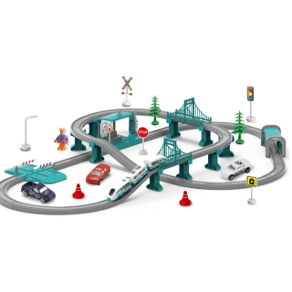 Голямо детско влакче в цвят мента и пътни знаци 104 части | SONNE1038 - 1