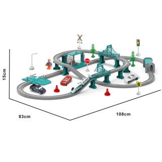 Голямо детско влакче в цвят мента и пътни знаци 104 части | SONNE1038 - 3