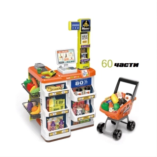 Детски супер комплект с количка за пазаруване и скенер | SONNE1068 - 1