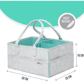 Бебешка сгъваема чанта за пелени от филц цвят сив-мента | SONNE1116 - 3