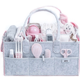 Детска сгъваема кошница за пелени в сиво-розов цвят | SONNE1119 - 1