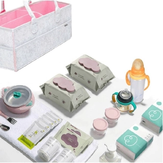 Детска сгъваема кошница за пелени в сиво-розов цвят | SONNE1119 - 4