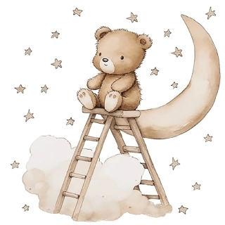 SIPO Стикери за стена за детска стая, Плюшено мече на стълба | SONNE1123 - 2