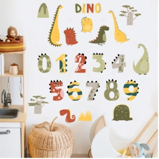 SIPO Стикери за стена за детска стая, Дино числа | SONNE1125 - 4