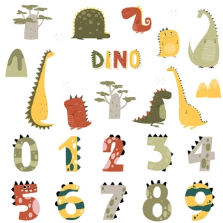 SIPO Стикери за стена за детска стая, Дино числа | SONNE1125 - 5