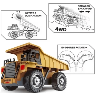 Детски радиоуправляем строителен самосвал с барели и конуси | SONNE1299 - 6