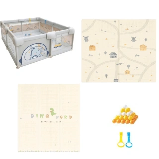 DinoDream Yard – бебешка кошара 120x120 см с мрежа | SONNE1305 - 1