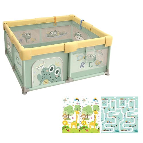 Бебешка кошара JumpiPlay с килим 120x120 см с безопасна зона | SONNE1301
