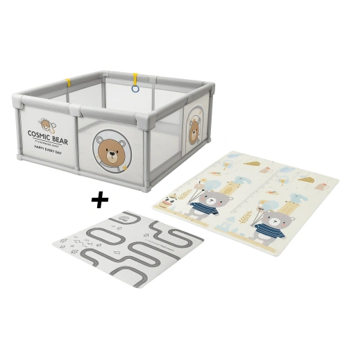 AstroCub PlayZone – бебешка кошара 150x180 см с мече  | SONNE1304