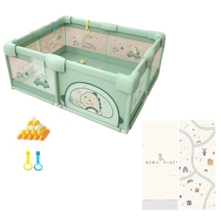 ZoomieBox – бебешка кошара 120x120 см със зелен дизайн | SONNE1307 - 1